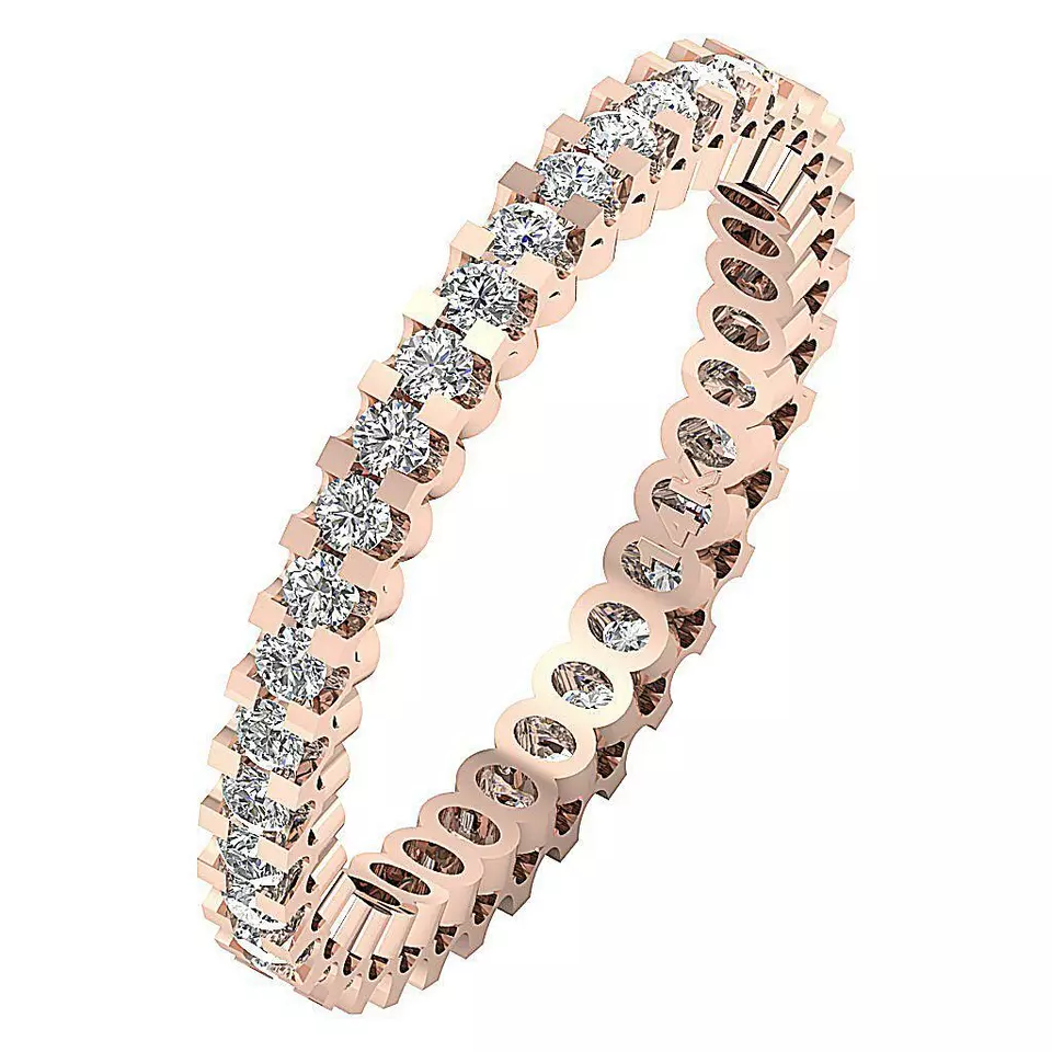 I1 G Stackable Eternity Anniversary Ring 0.95 Ct Natural Diamond 14K White Gold - Image 2 of 4