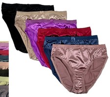 LOT 6 Women Plain Bikini Color Way SATIN CoCo Panty Underwear S/M/L/XL 38306