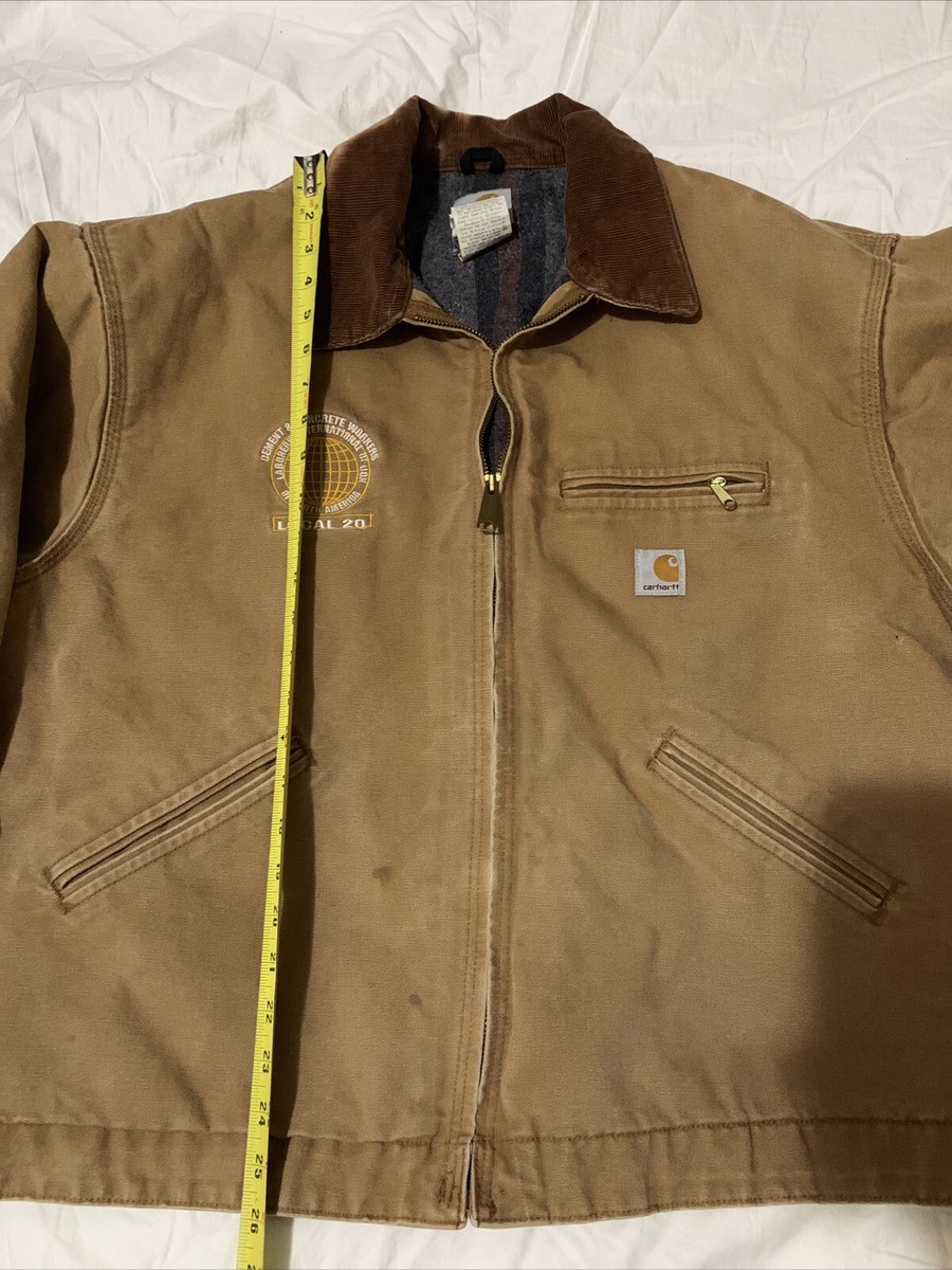 99 VTG Carhartt Detroit Jacket J01-Brn 54 Measurement USA Made