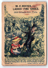 c1880 M.C. HICKS AGT. LADIES' FINE SHOES PHILADELPHIA VICTORIAN TRADE CARD Z4129