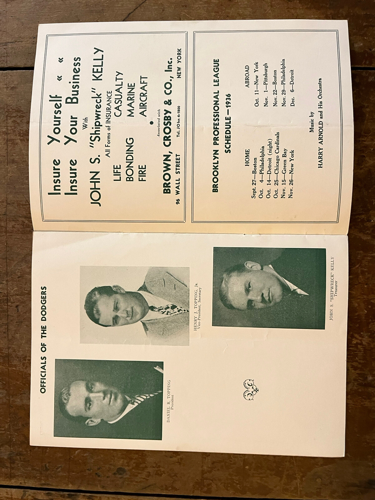 1936 “Rare”Boston Redskins vs Brooklyn Dodgers NFL football program/Bos ...