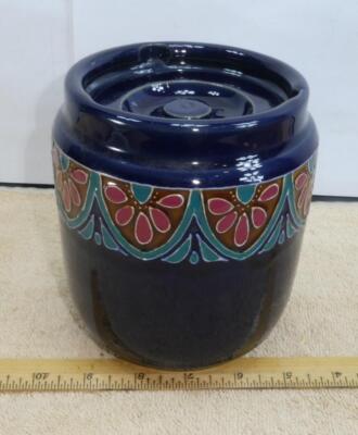 aonian tobacco jar Vintage Aonian Humidor Tobacco Jar England - Moorcroft Look - Blue Floral  !!