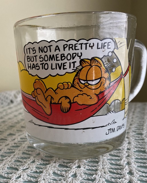 Vintage 1978 Garfield Glass Mug Cup McDonalds Jim Davis Odie anchor