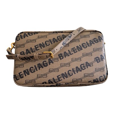 Balenciaga Bag BB Monogram Coated Canvas Medium Camera Bag Beige