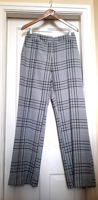 Primark adrette hellblau karierte Hose gerades Bein UK 12 NEU