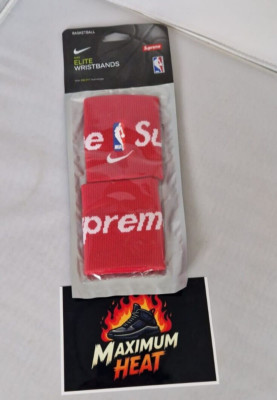 SS19 Supreme x Nike x NBA Basketball Elite Armbänder Rot - Brandneu!