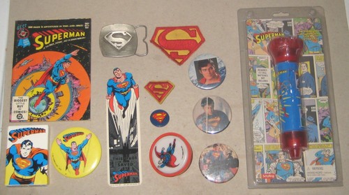 Superman Memorabilia 1970s 80s 90s Vintage Bronze Age D.C. Comics Qty 13 pcs