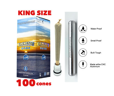 elements organic rice cone king size(100PK)+aluminum sealed tube