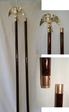 8 Foot Glossy Wood Indoor Flagpole Flag Pole Kit Eagle Topper w/ Gold Base
