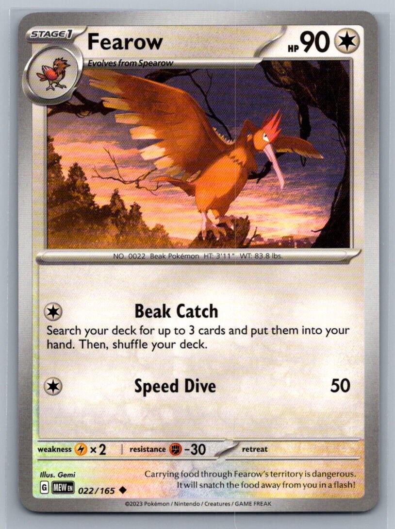Fearow 22/165 Scarlet & Violet 151 Uncommon Pokémon TCG 2023