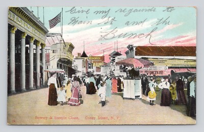 Postcard Coney Island,NY Bowery & Steeple Chase Kings County New York ~1907