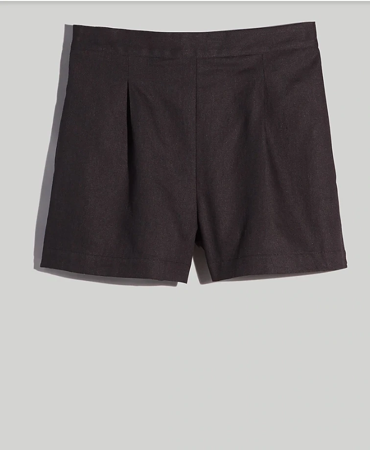 Madewell $50 Pull On Shorts in Linen-Cotton Black Size S NJ683 Summer