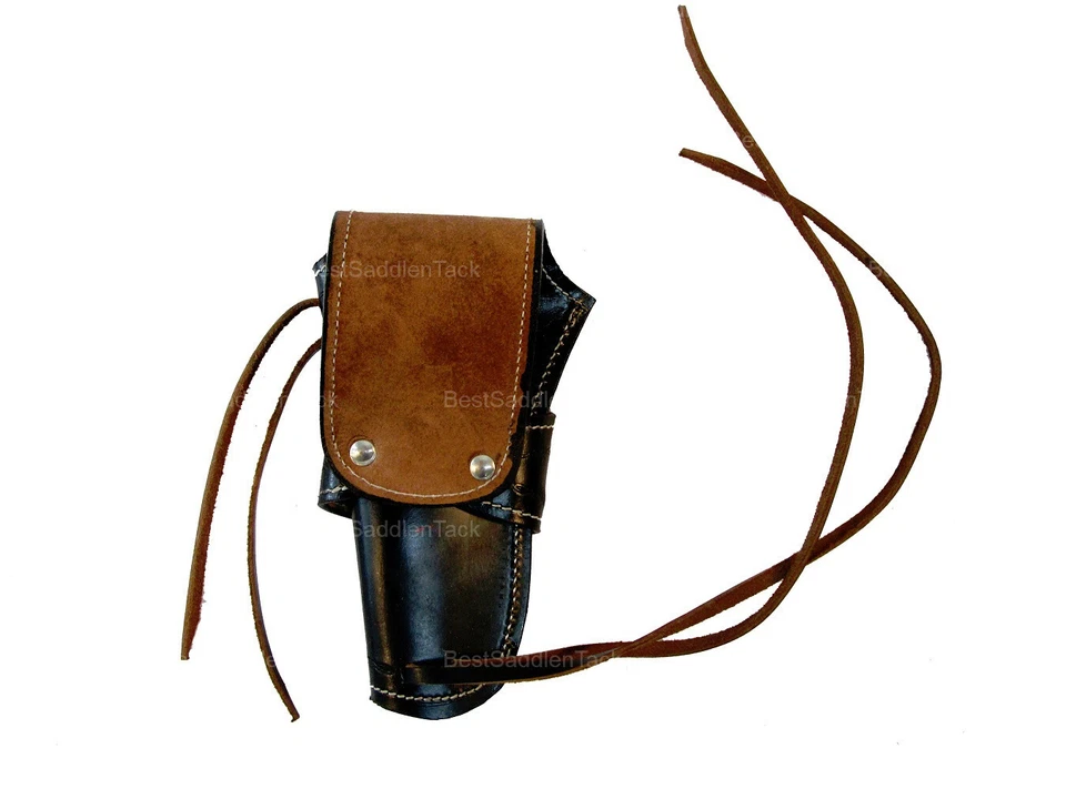 Leather Holster OWB Gun Long Barrel Uni Fit Barbed Tooled Black - Right Handed - Image 3 of 3