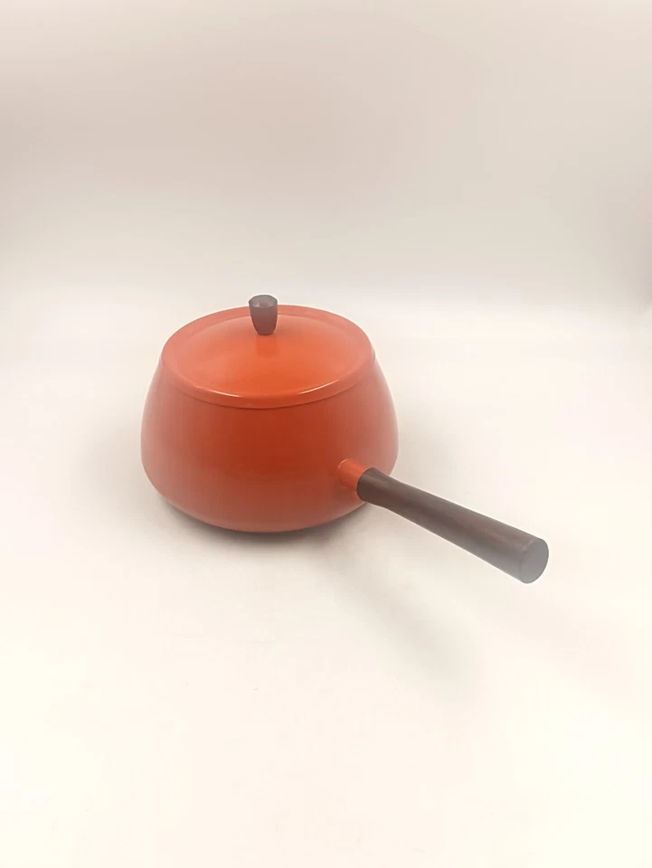 Casserole Caquelon à Fondue Vintage Aluminium Orange Design Space Age Années 60 - Photo 2/4