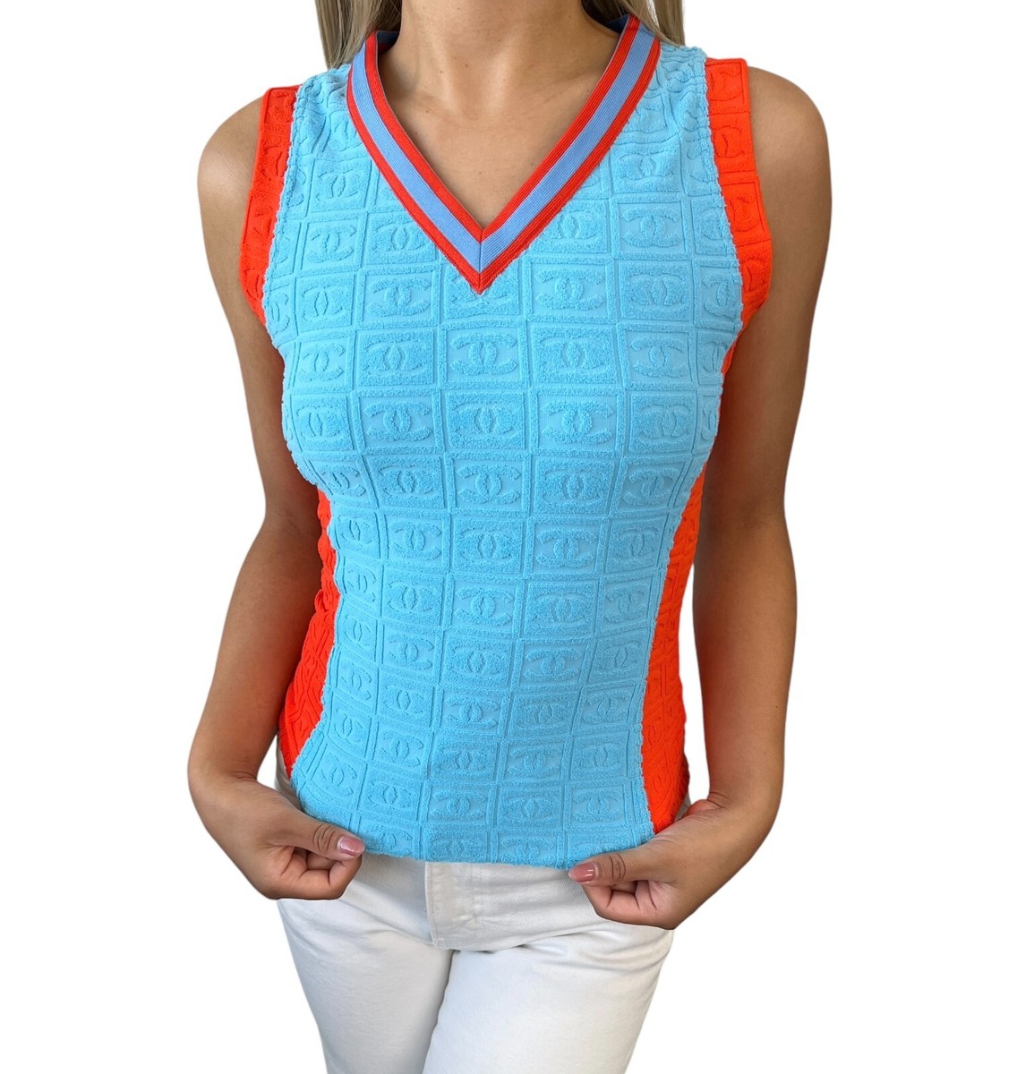 CHANEL Vintage 02S CC Mark Logo Tank Top #38 Terry Orange CHANEL Vintage 02S CC Mark Logo Tank Top #38 Terry Orange