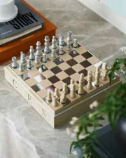 Luxury Chess Set –Art of Chess Mirror Edition,Metallic Board & Pieces,Decorative