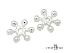 100 8mm or 10mm SNOWFLAKE SPACER BEADS XMAS Silver or Gold 