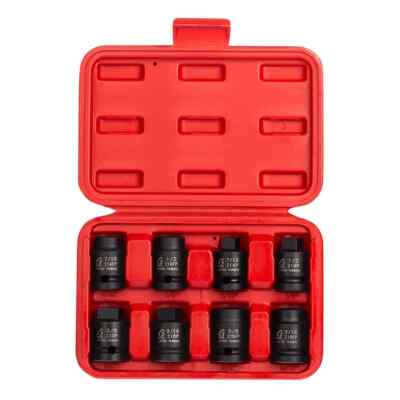 SUNEX TOOLS Impact Socket Set 1/2''-Drive Pipe Plug Metric Intermediate (8-Piece)