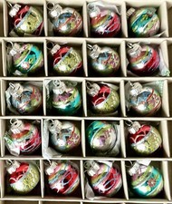 20 Shiny Brite Christopher Radko Christmas Ornaments Rounds Fancy Bright Small
