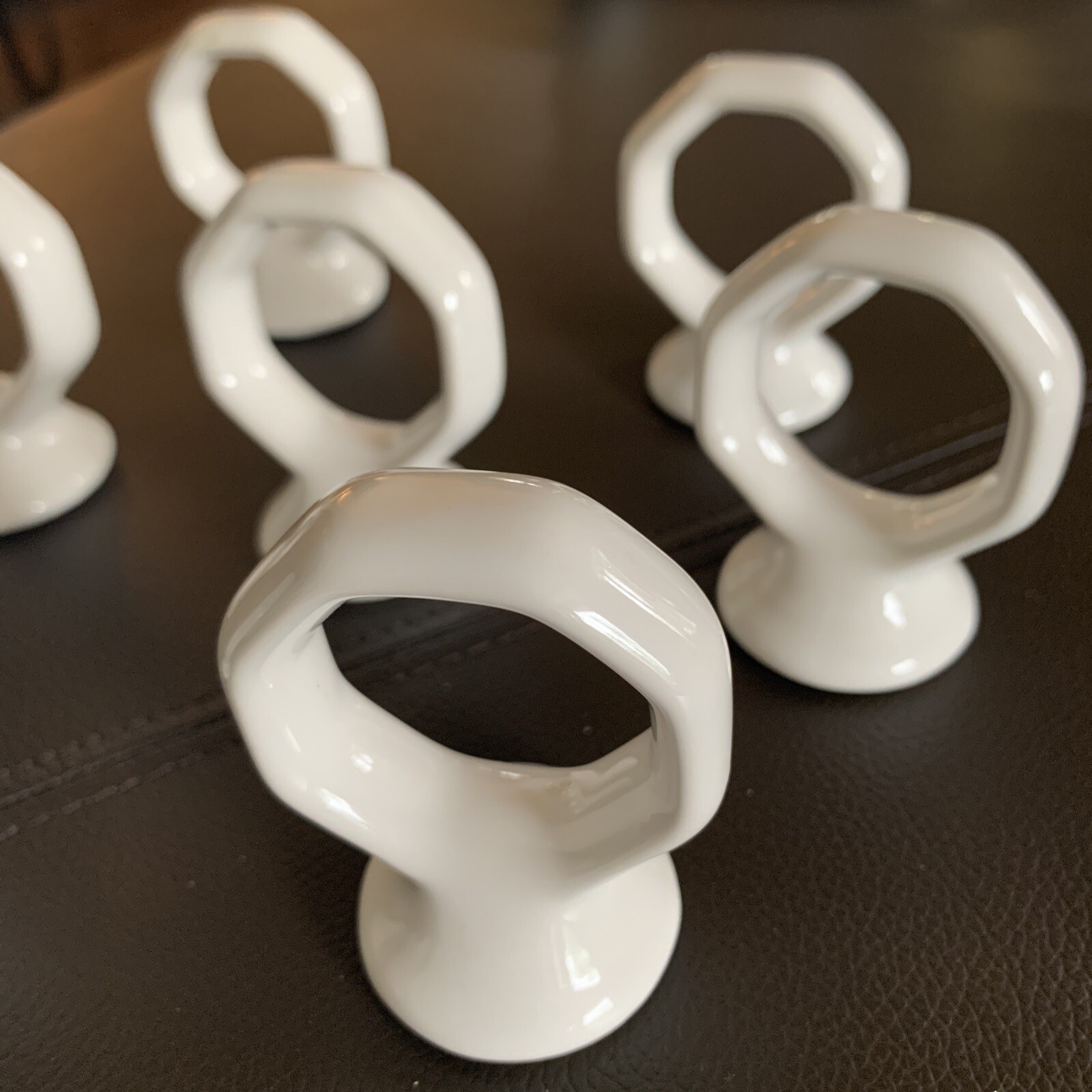 Vintage Set Of 8 Ceramic White Napkin Rings eBay
