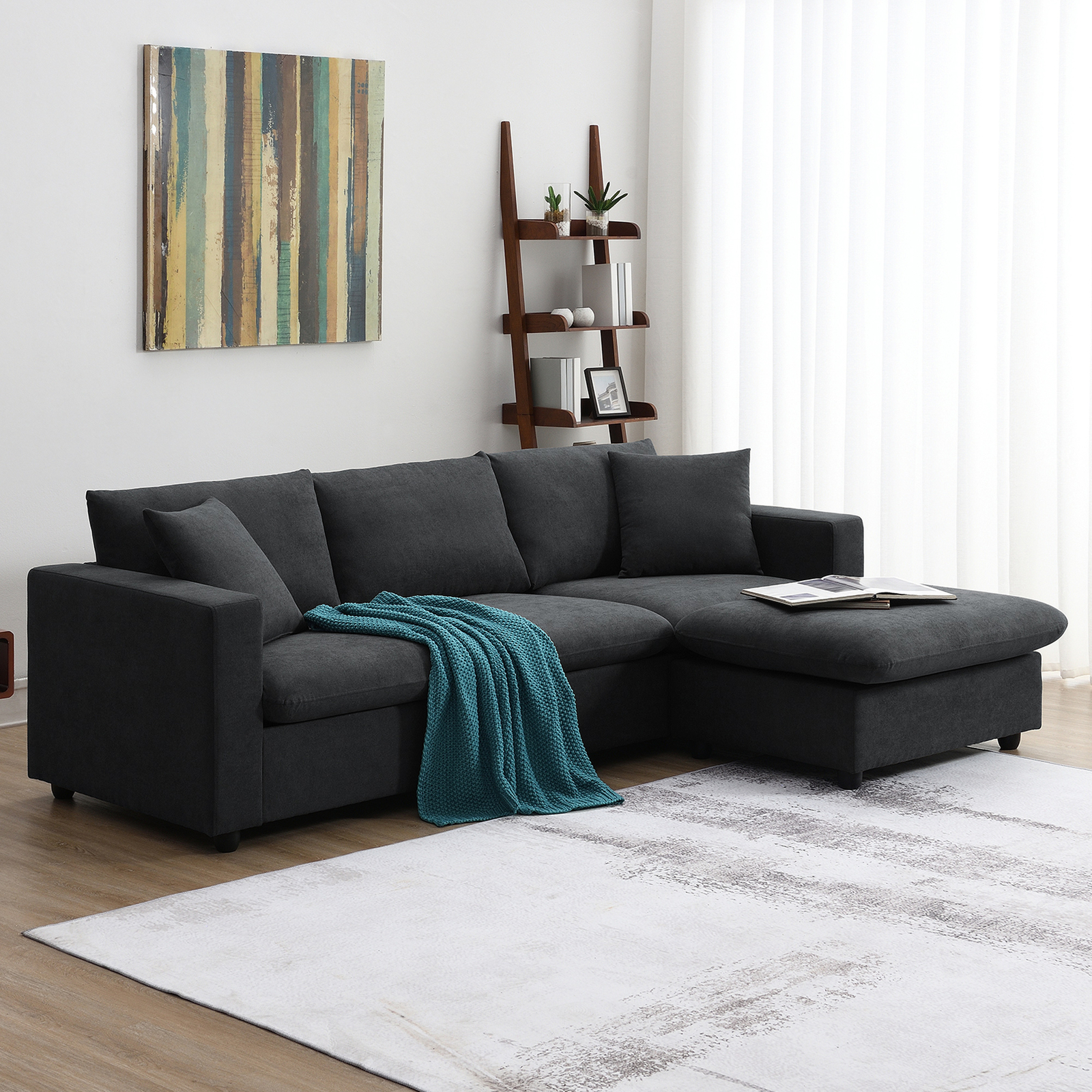 Modern L-Shaped Sectional Sofa 100.4x64.6 Inches New with Video