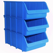 3x Profi Sichboxen PP Gr&ouml;&szlig;e 5 Blau 495x315x185 mm Stapelboxen Sichtlagerbox Box