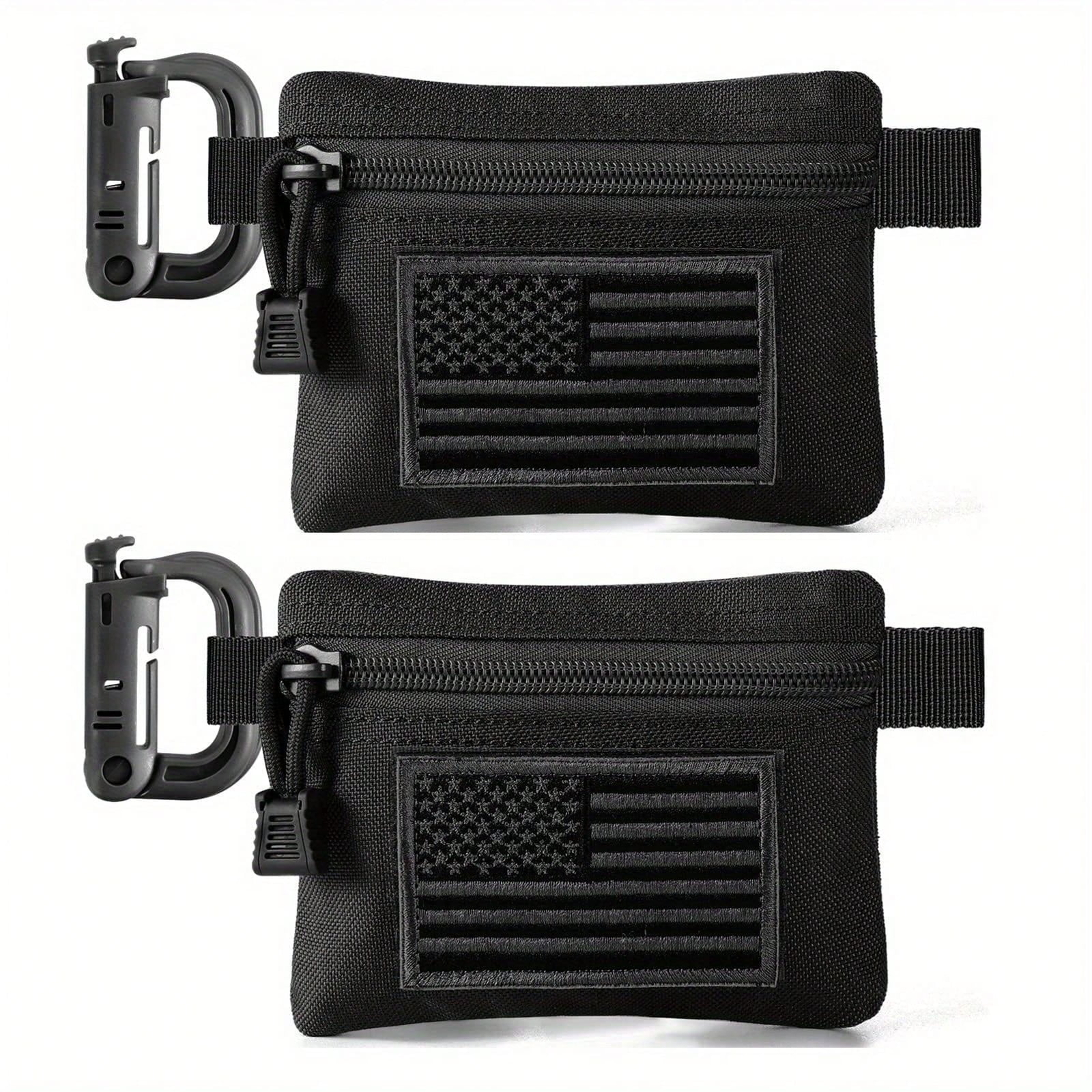 EDC Molle Pouches 2 Pack - Compact Multi-Use for Tools/Keys/Cards + Waist Pack