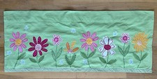 2 Pottery Barn Kids Curtain Valances DAISY GARDEN Green Floral Gingham 42 x 18