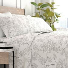 Kaycie Gray Fashion 4 Piece Ultra Cozy Wrinkle Resistant Soft Vine Bed Sheet Set