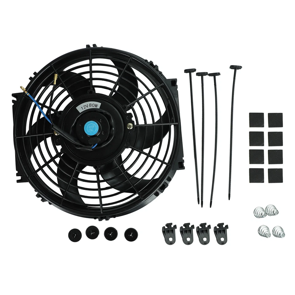 2X 10" Electric Radiator Cooling Fan w/ Thermostat Relay & Mounting Kit Black Foto 4 de 4