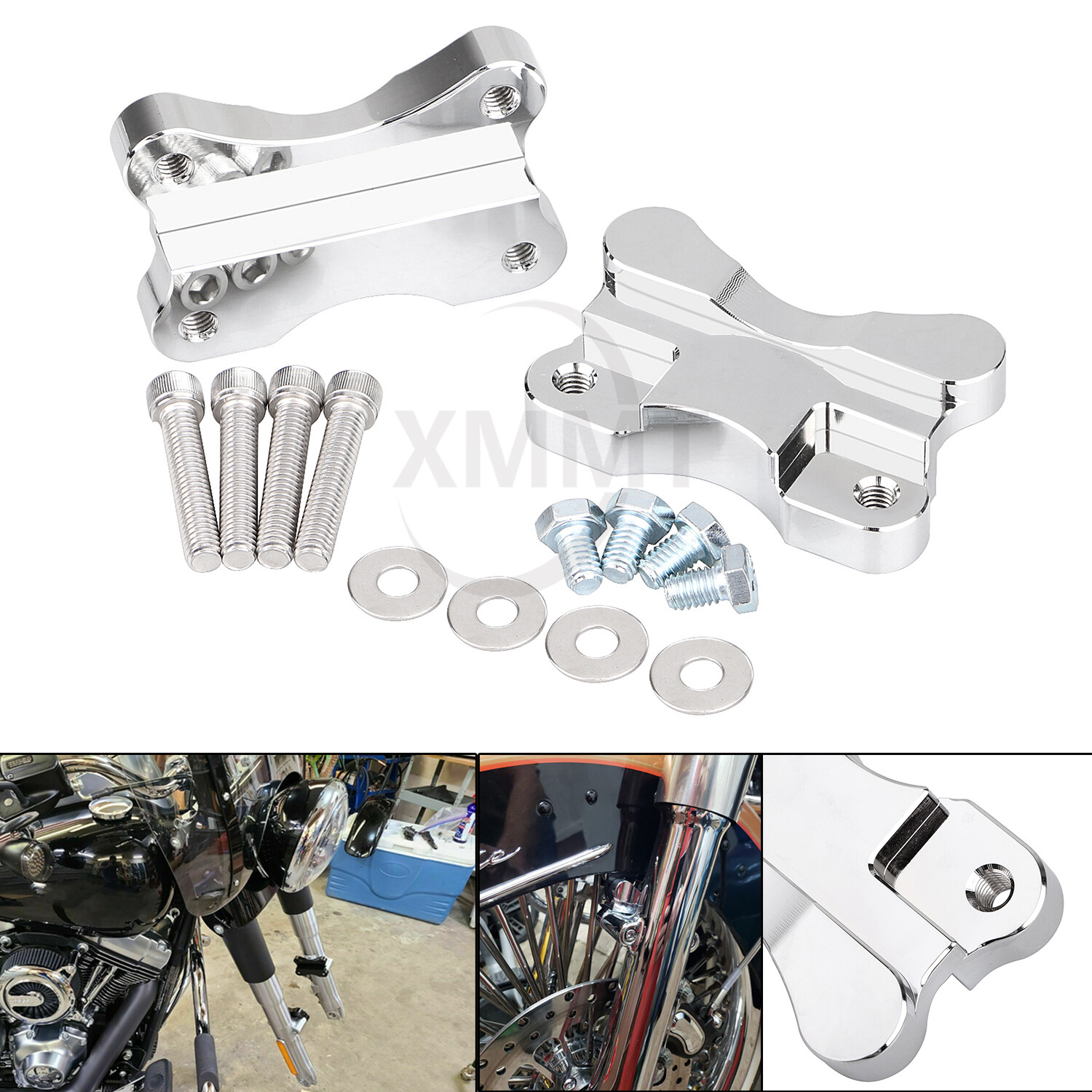 Chrome Front Fender Riser Relocator For Harley Softail 21" Wheel FLST FLS 86-17