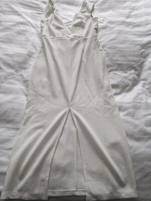 knee length dresses for ladies ASOS White Bengaline Bandeau Midi Dress With Contrast Undershirt UK 12