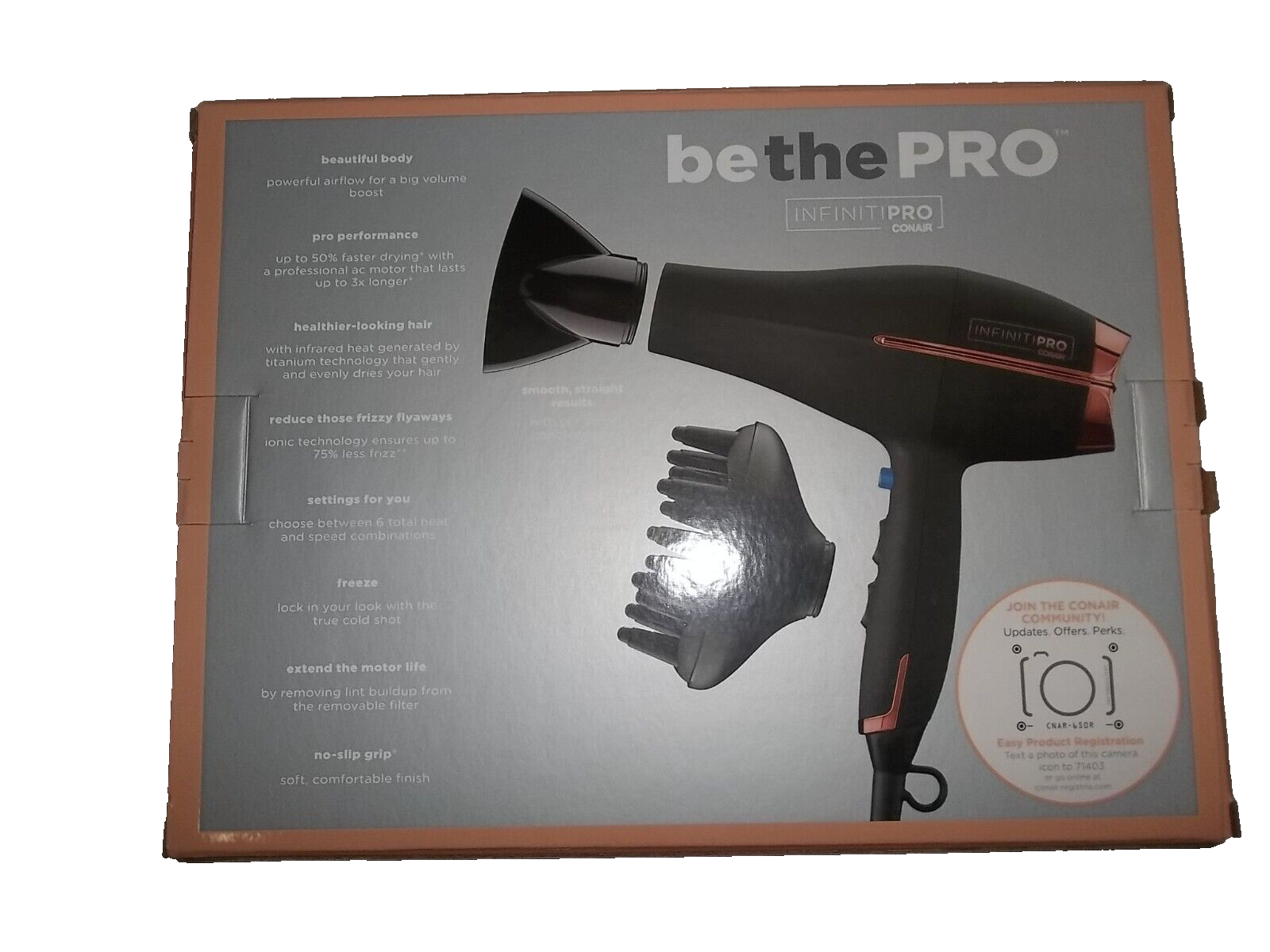 INFINITIPRO BY CONAIR Hair Dryer with Diffuser, 1875W AC Motor Pro Hair