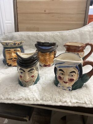 VINTAGE 5 piece TOBY JUGS ASSORTED SIZES