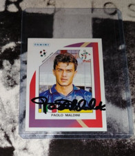 FIGURINA NEW ISSUE ITALY 90 PANINI AZZURRI PAOLO MALDINI AUTOGRAFATA HAND SIGNED