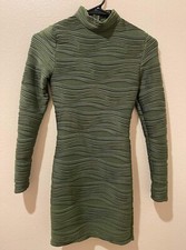 New Fashion Nova Olive Green Long Sleeve Bodycon Light Sweater Dress SM