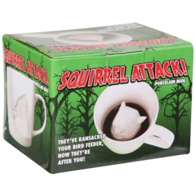 Squirrel Attack White Porcelain Mug Animal Surprise Inside Accoutrements