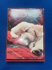 Christmas Cards Box of 14 Puppy Warmest Wishes Cards with White Envelopes New