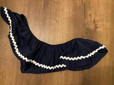 J CREW Navy Blue One Shoulder Ruffle Bikini Top S Ric Rac