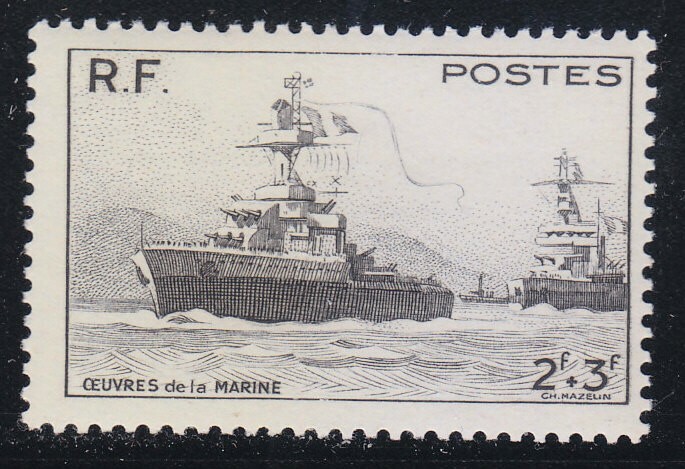 Marine Nationale
ネイビー ショート丈ダッフルコート ウール製 France 1946 MNH Mi 740 Sc B204 French warships ** Marines