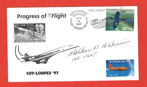 Walker Mahurin USAF Pilot Flying ACE WW 2 SIGNED Flight First Day Cover 1997