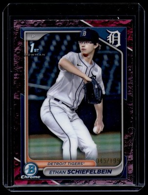 2024 Bowman Draft Chrome Ethan Schiefelbein Fuchsia Lunar /199 #BDC-7 Tigers