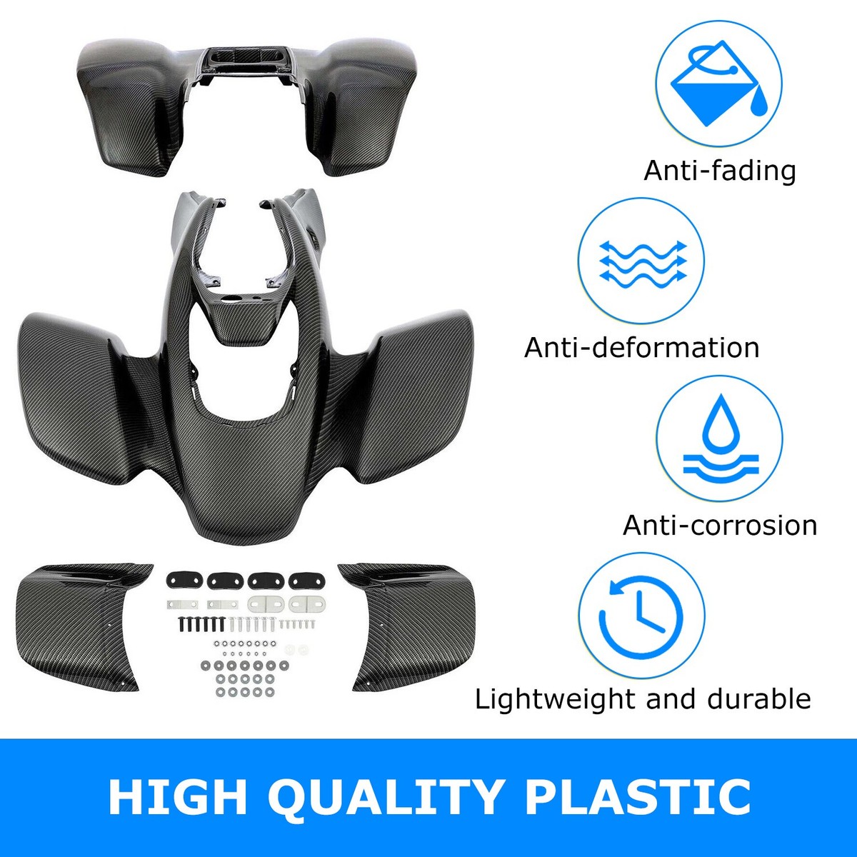 Black Carbon Fiber Front + Rear Fender For Honda TRX400EX TRX