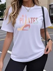 Womens Yoga Pilates T-Shirt Colorful Artistic Print Breathable Stretch Crew Neck