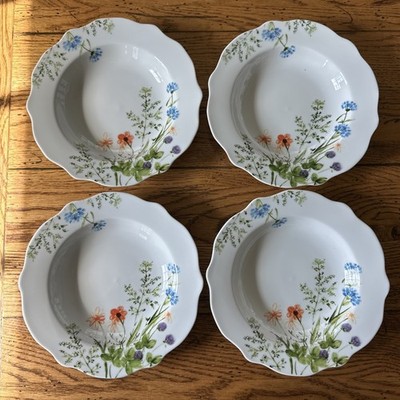 Cuisinart FLEURIE Vitrified Porcelain 8.5  Rimmed Soup Salad Bowls Discontinued
