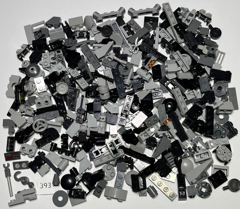 Lego 300 Small Black Gray Bricks Plates Brackets Modified Accessories 393