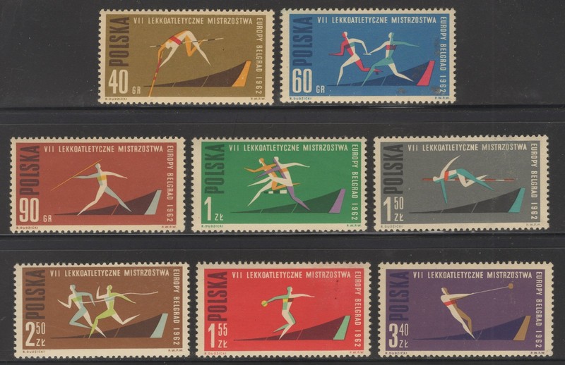 Poland 1962. 7th European Athletic Championships. Scott # 1079-1086. MNH, VF