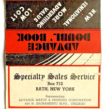 RARE ADVANCE DOUBL' BOOK 1930'S- BATH, NY SPECIALTY SALES SERVICE, 1st 40 STRIKE