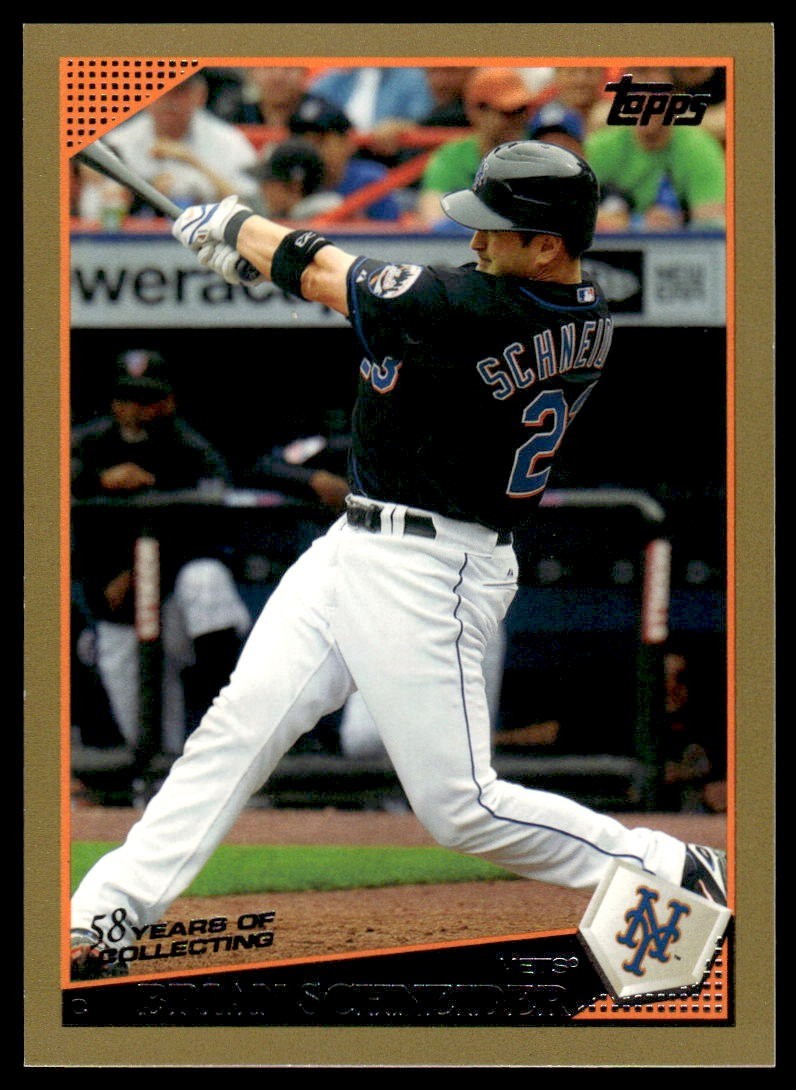 2009 Topps Brian Schneider #654 Gold Parallel #'d 1387/2009 New York Mets