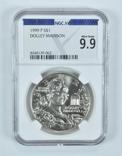 1999-P Dolley Madison Commemorative Silver Dollar Mint State 9.9 NGC X NGCX